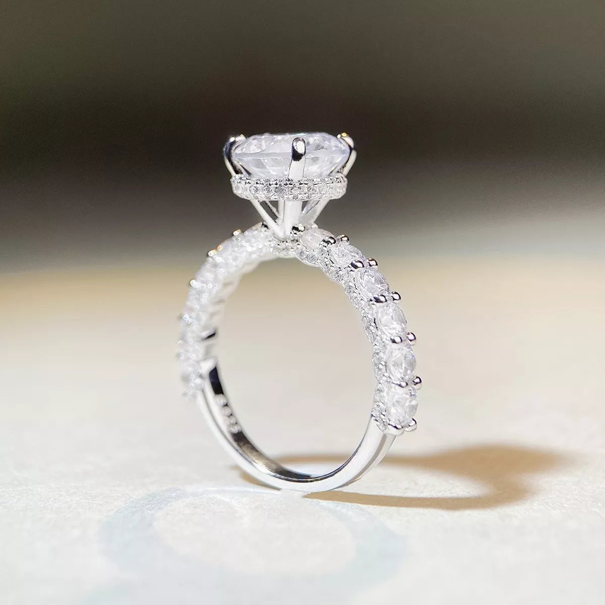 3 Carat Sterling Silver Moissanite Ring - alternate ring view