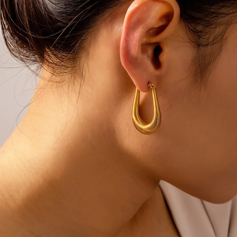 Titanium Steel U Shape Earrings in Gold - women's earrings