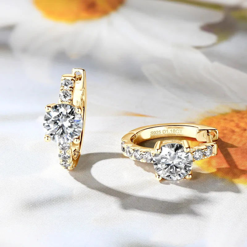 2.36 Carat Moissanite Zircon Sterling Silver Hoop Earrings - alternate earring view