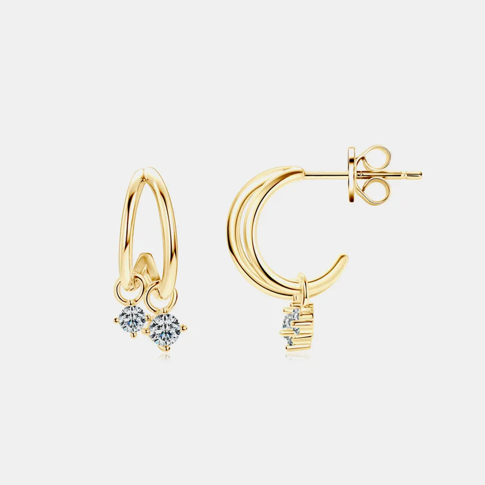 Sterling Silver Moissanite C-Hoop Earrings - alternate earring view