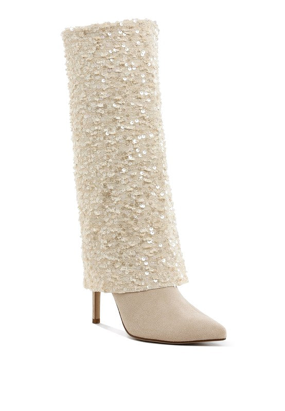 Sequinned Fold-Over Boots