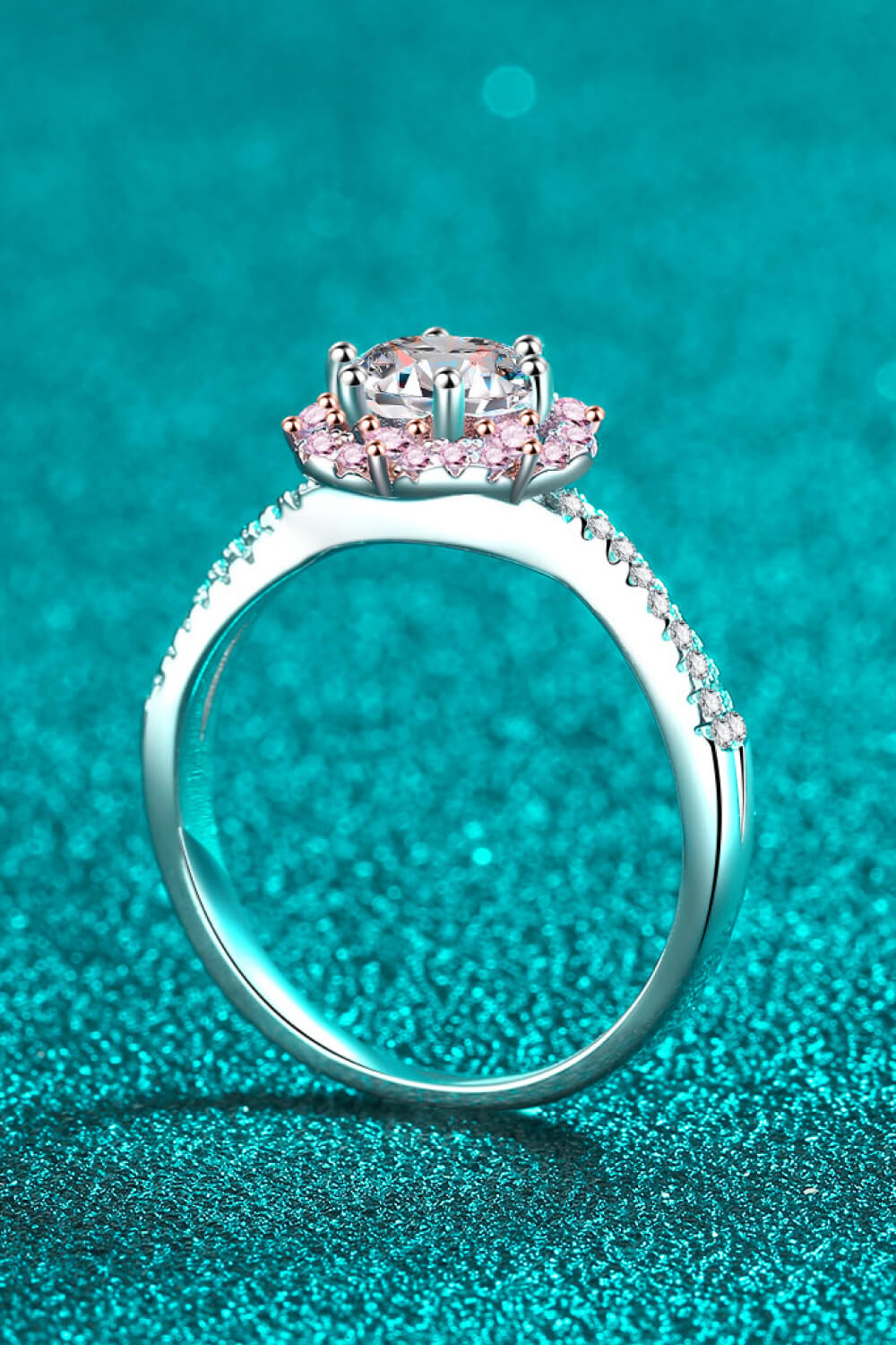 1 Carat Moissanite Flower-Shaped Crisscross Ring in Silver - women's ring
