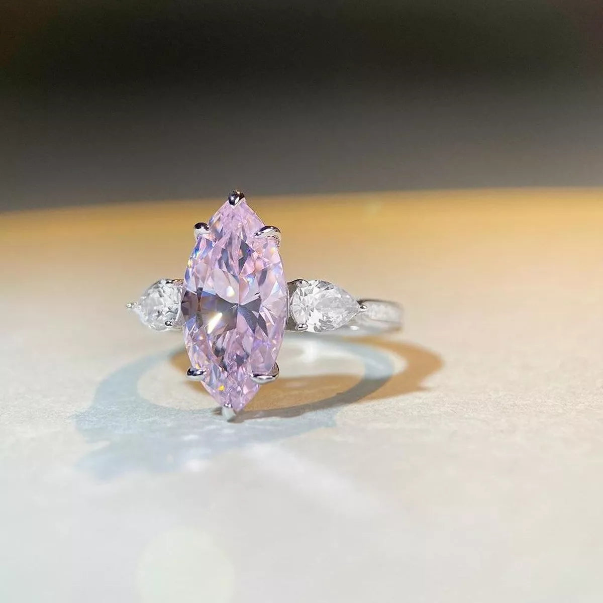Sterling Silver Geometric Ring in Pink - women's ring