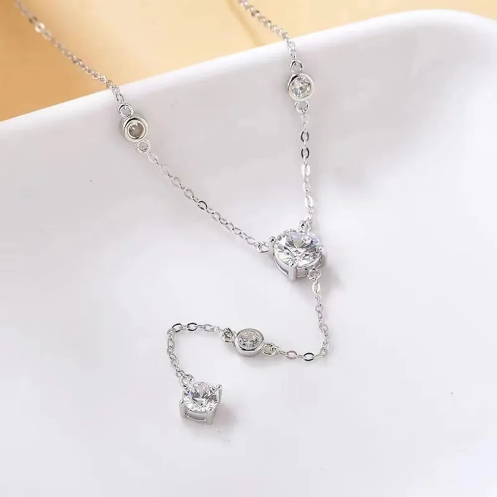 1.5 Carat Moissanite Sterling Silver Necklace - alternate necklace view