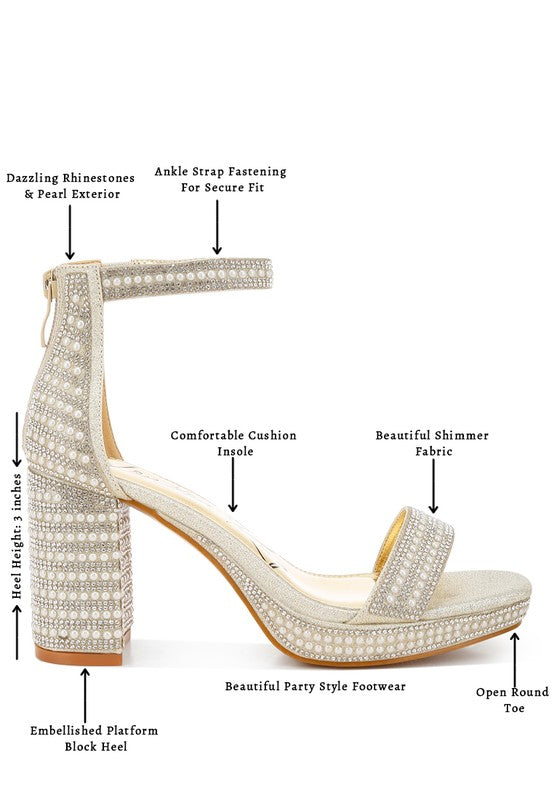 Pearl Embellished Sandals A