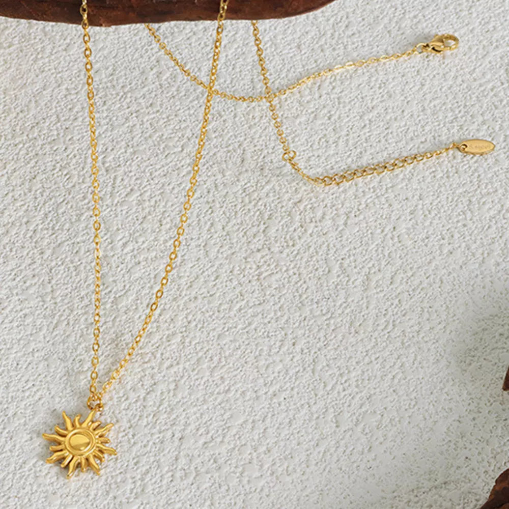 Titanium Steel Sun Shape Pendant Necklace - alternate necklace view