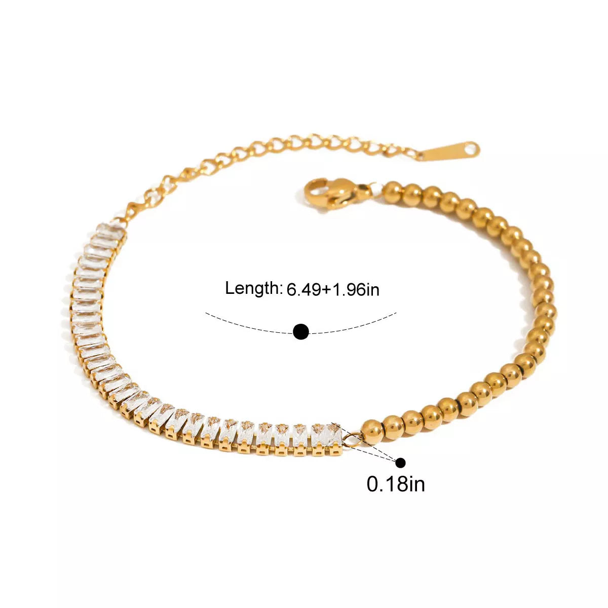 18K Gold-Plated Stainless Steel Rhinestone Chain Bracelet - alternate jewelry view