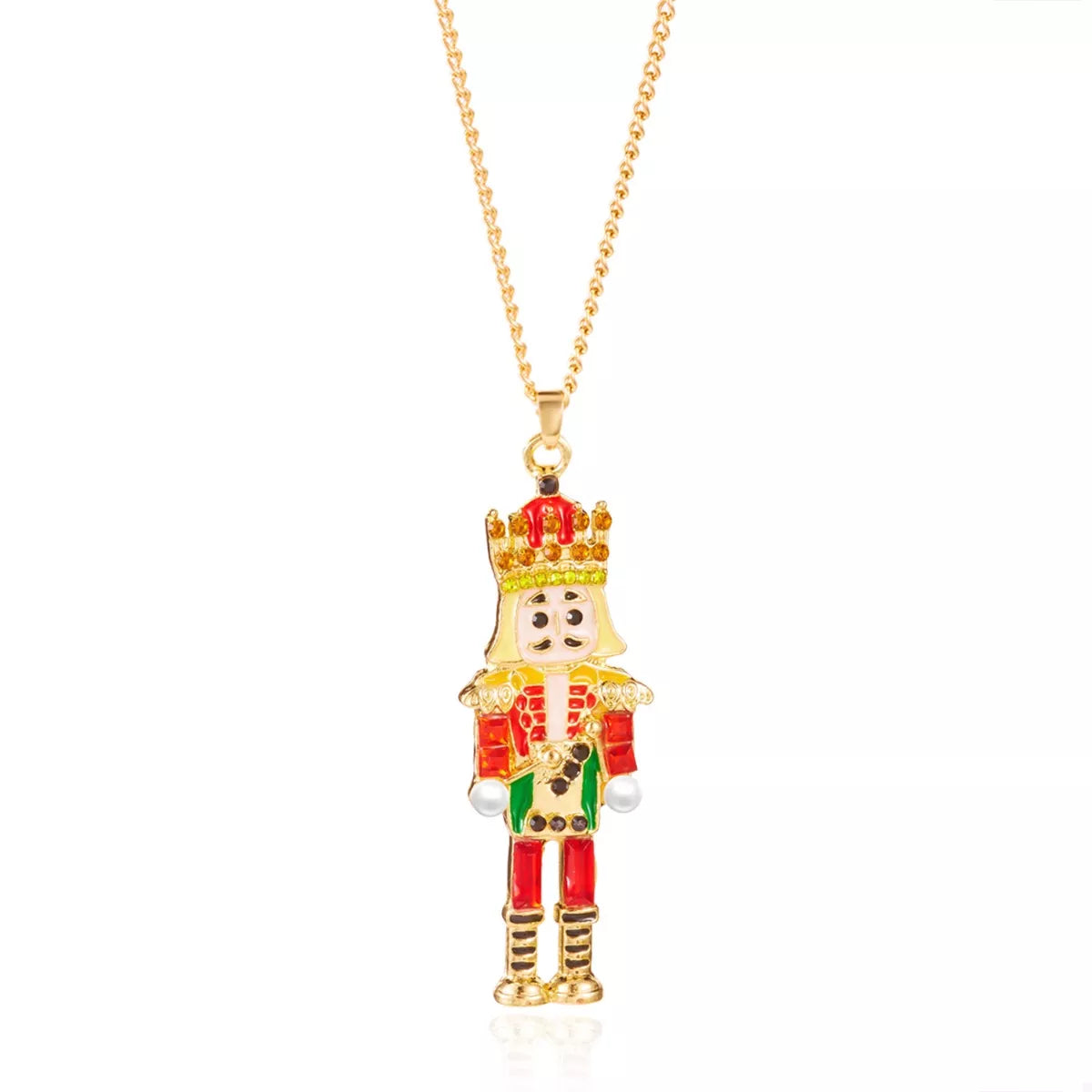 Christmas 18K Gold-Plated Nutcracker Pendant Necklace - alternate necklace view
