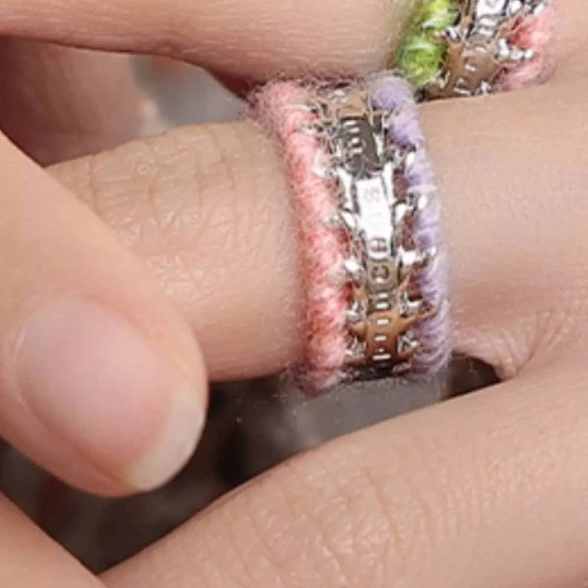 Brass Yarn-Wrapped Open Ring in Black - women's open ring