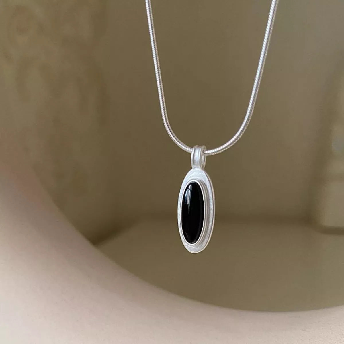Sterling Silver Geometric Pendant Necklace - alternate necklace view