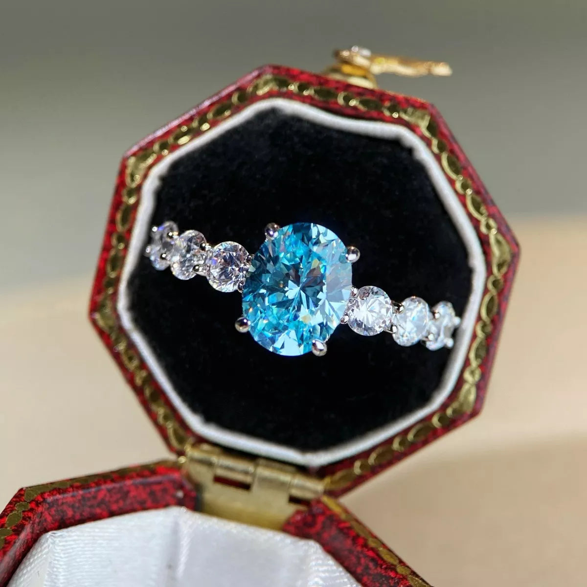 Sterling Silver Oval Ring in Pastel Blue - women's ring