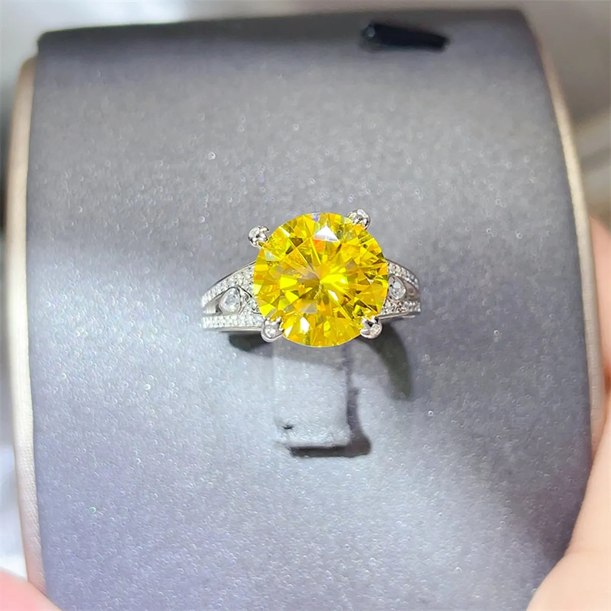 5 Carat Moissanite Sterling Silver Ring in Yellow - women's ring
