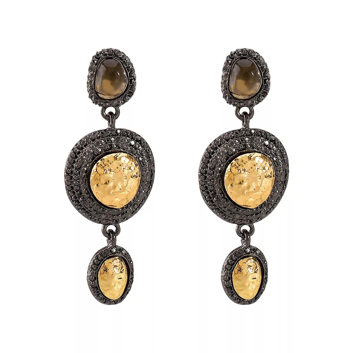Vintage-Inspired Dangle Earrings with Gold Accents - alternate earring view