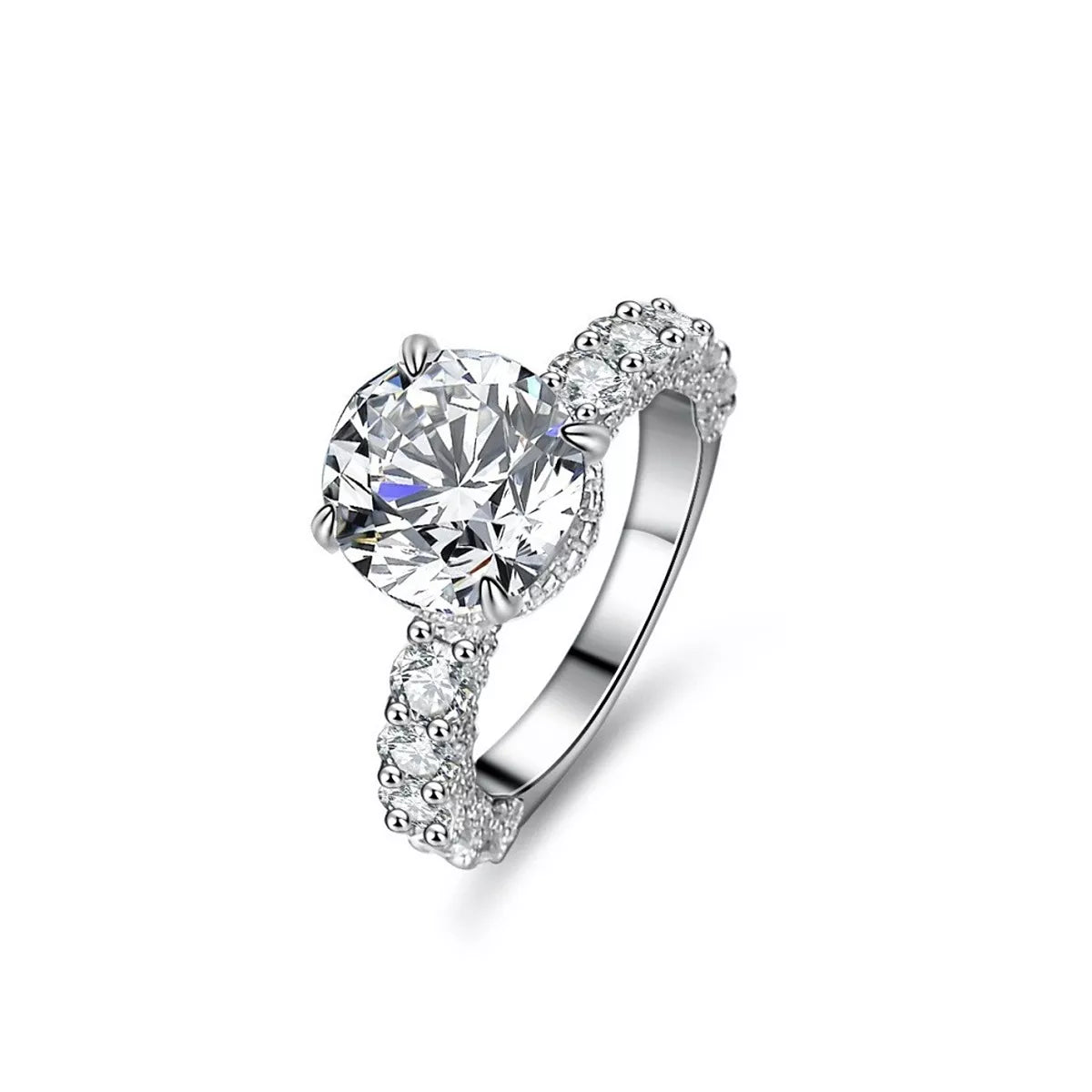 3 Carat Sterling Silver Moissanite Ring - alternate ring view