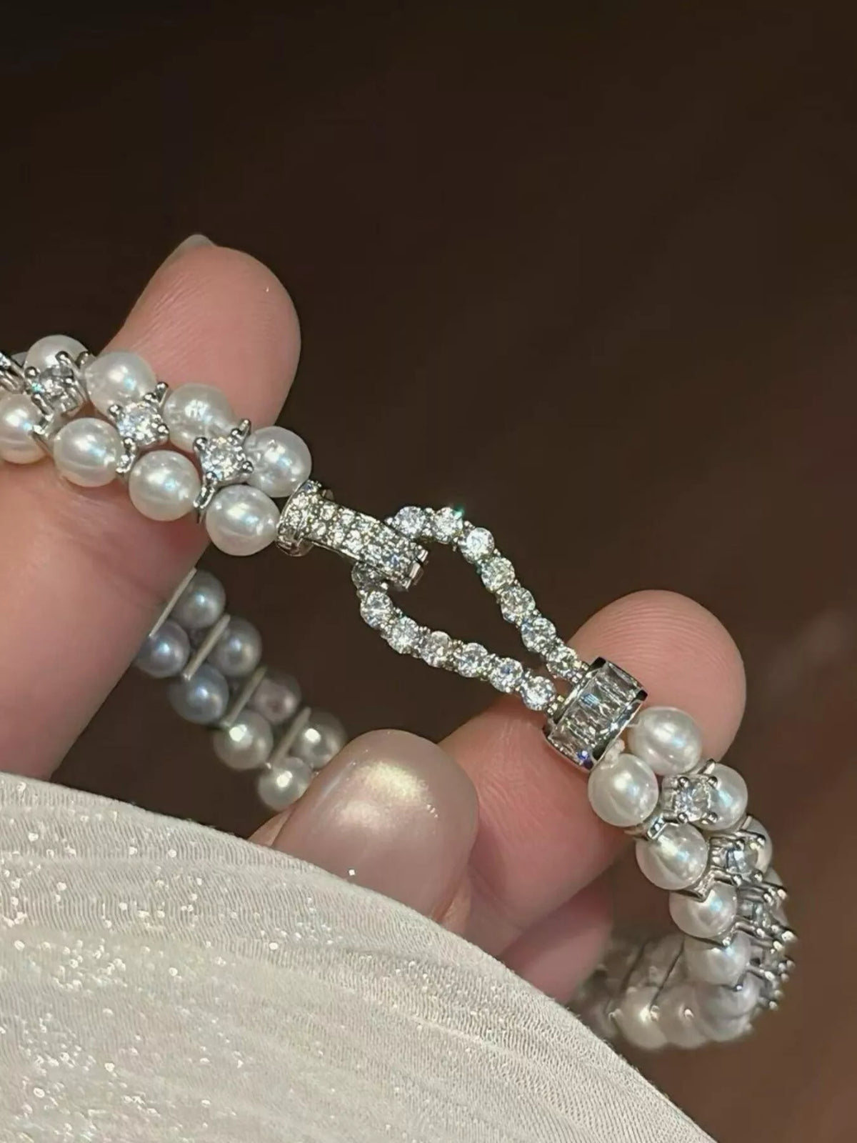 Pearl & Zircon Embellished Bracelet - alternate jewelry view