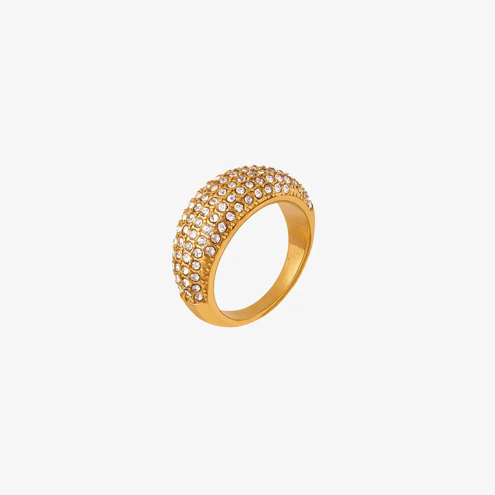 Czech Diamond Titanium Steel Ring in Gold - women's ring