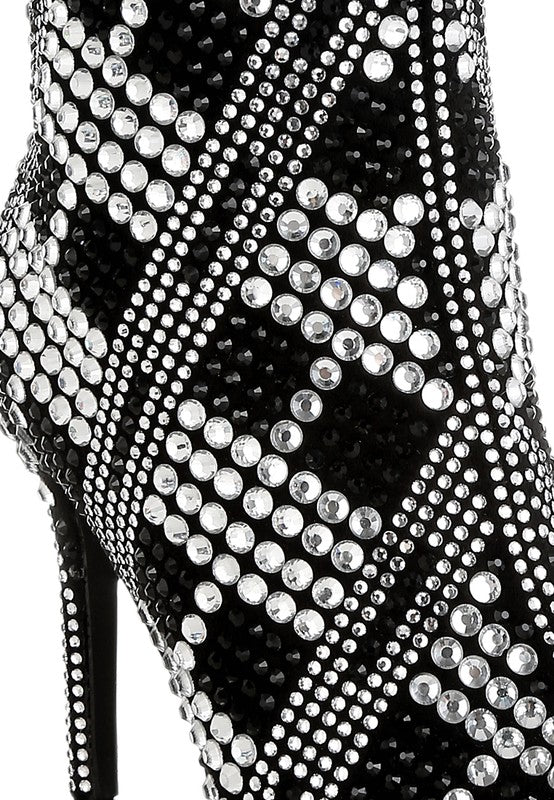 Rhinestones Studded Stiletto Boots