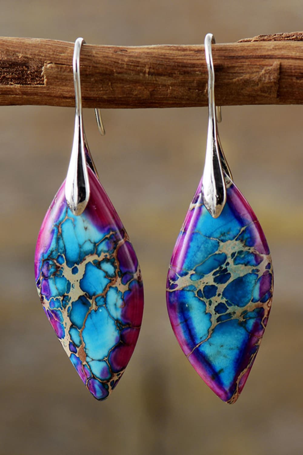 Handmade Natural Stone Dangle Earrings - alternate earring view