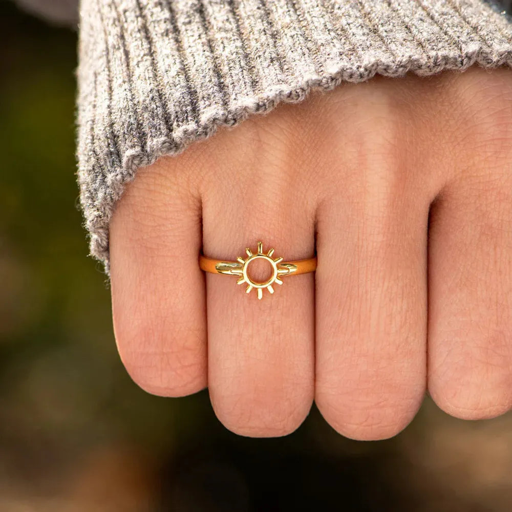 Sun Shape 18K Gold-Plated Ring in Gold - women's ring
