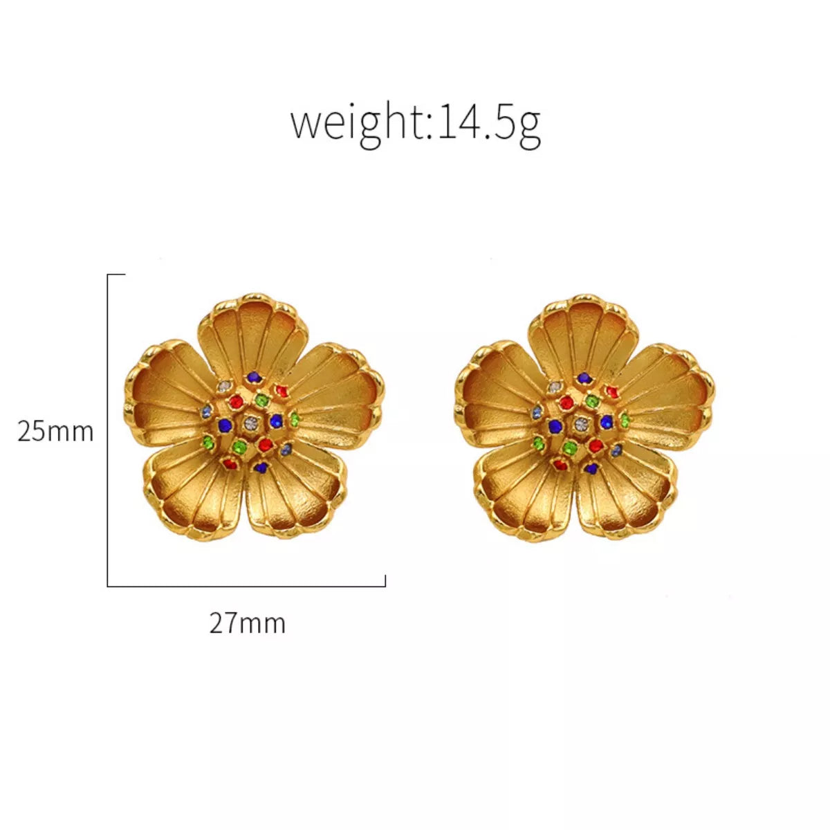 18K Gold-Plated Flower Earrings - alternate earring view