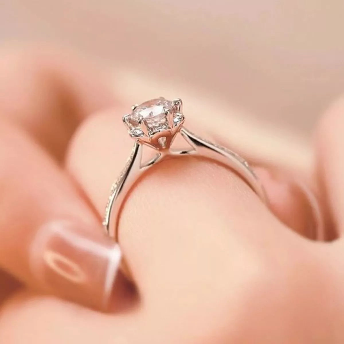 1 Carat Sterling Silver Moissanite Ring - alternate ring view