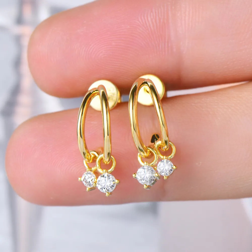 Sterling Silver Moissanite C-Hoop Earrings - alternate earring view