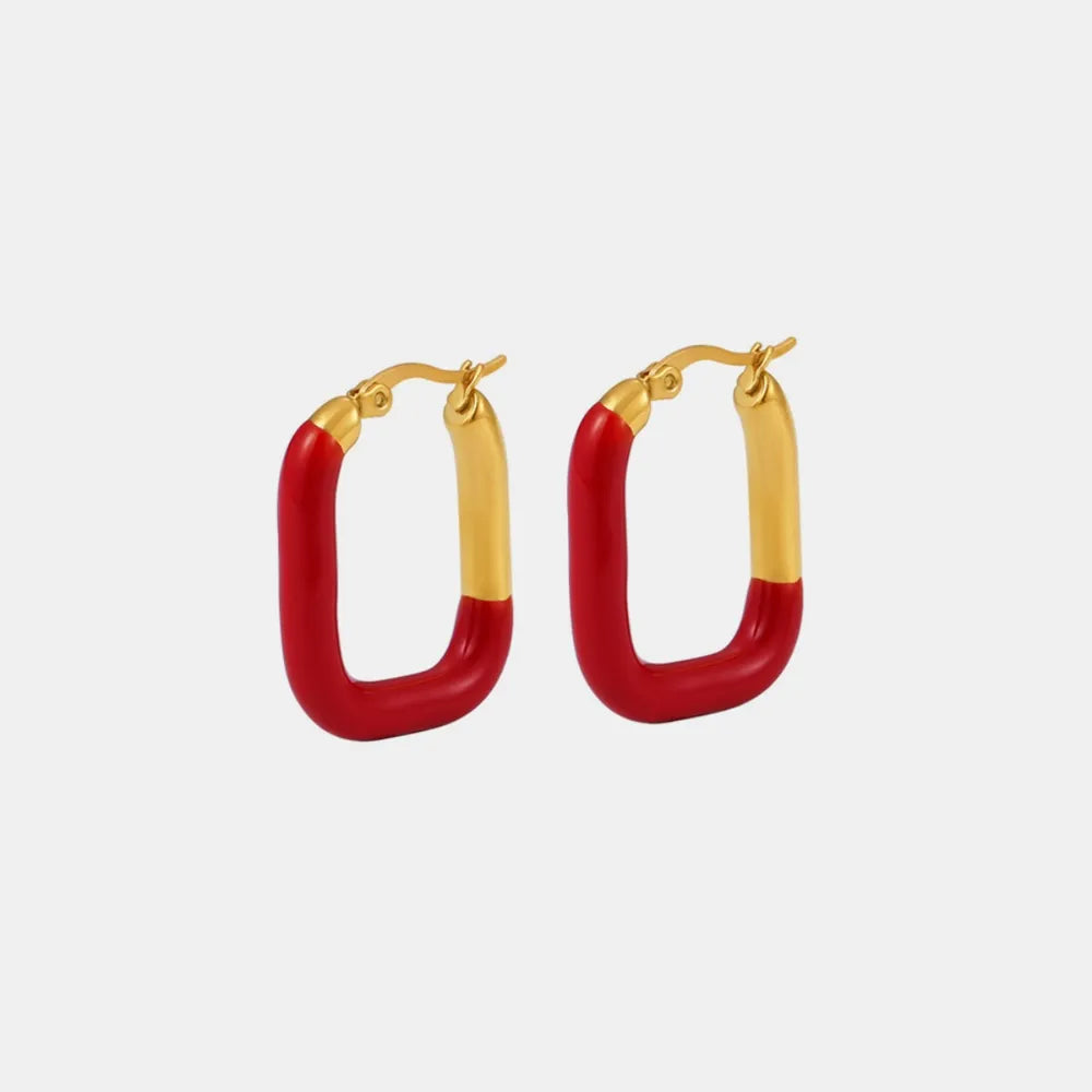 Stainless Steel Drip Oil Contrast Earring in Hot Pink/Silver - women's earrings