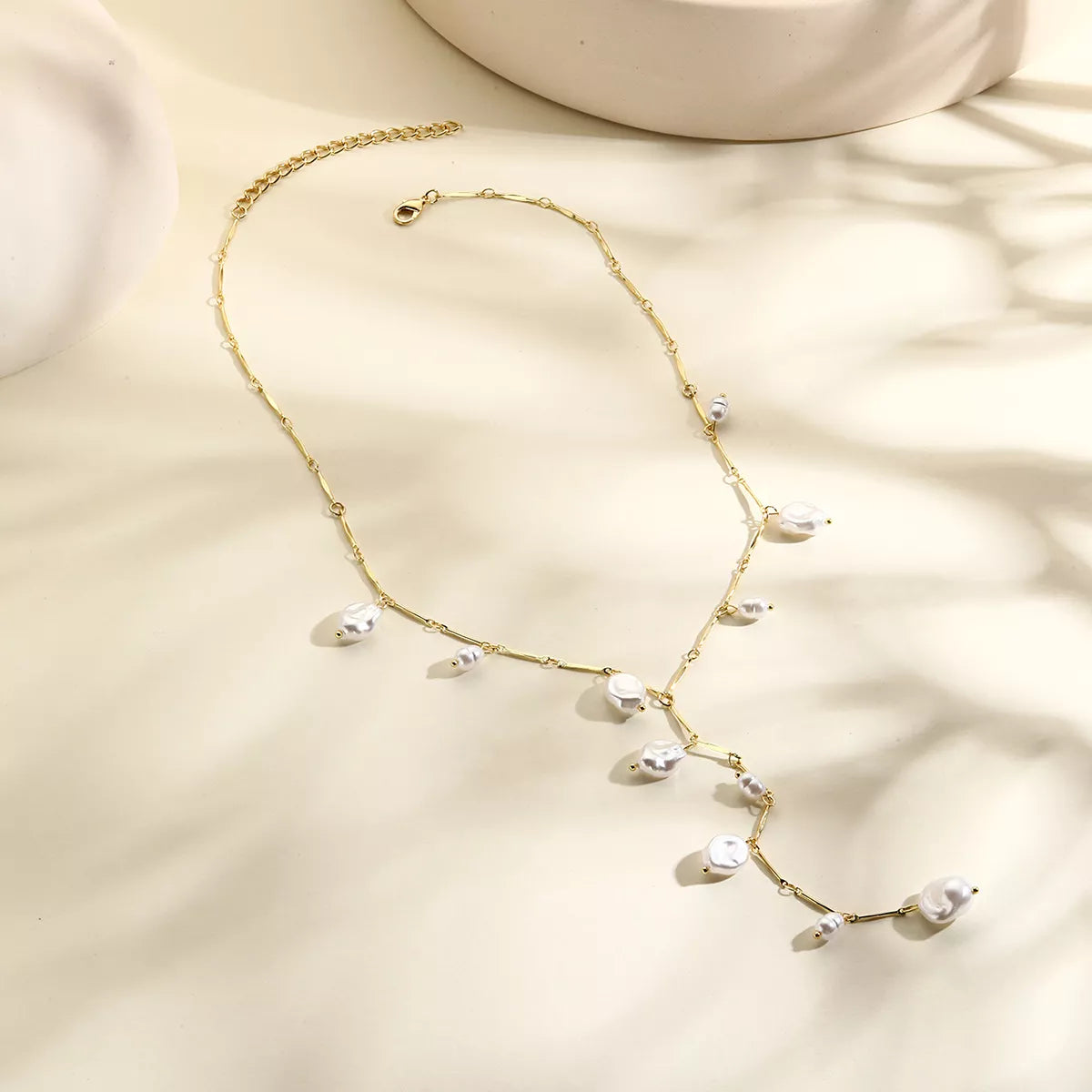 18K Gold-Plated Pearl Necklace - alternate necklace view