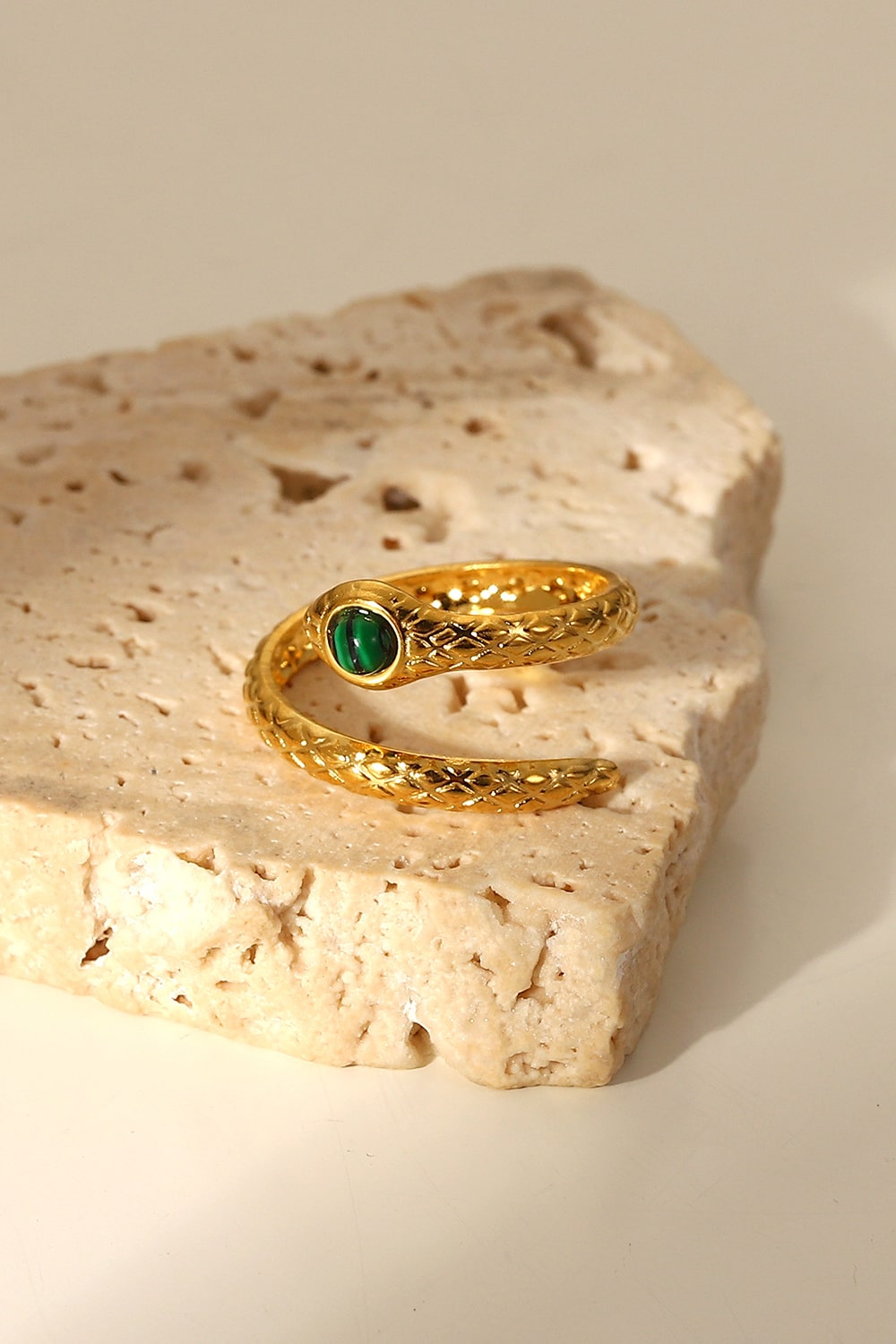 Snake Charmer Malachite Snake-Shaped Bypass Ring - alternate ring view