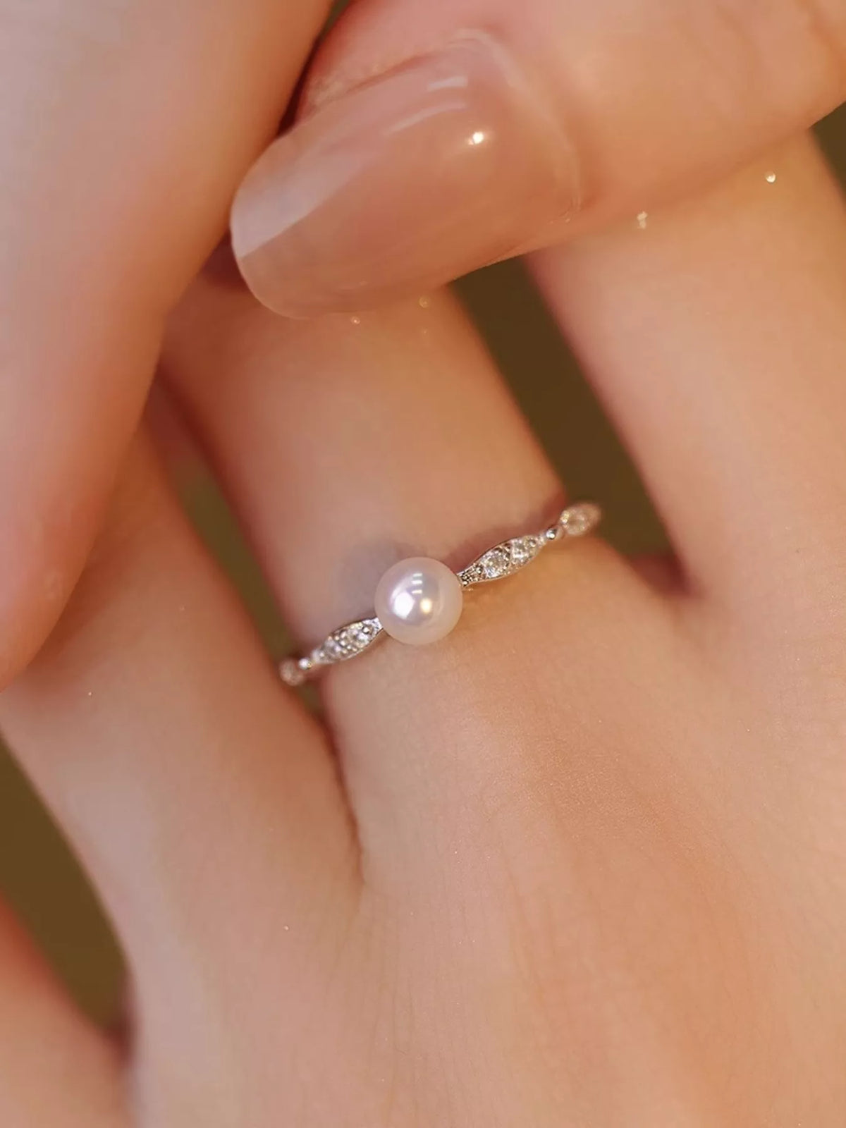 Sterling Silver Pearl Ring - alternate ring view
