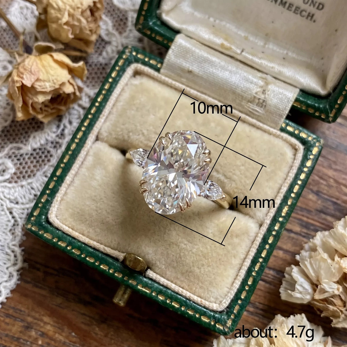 18K Gold-Plated Zircon Oval Ring - alternate ring view