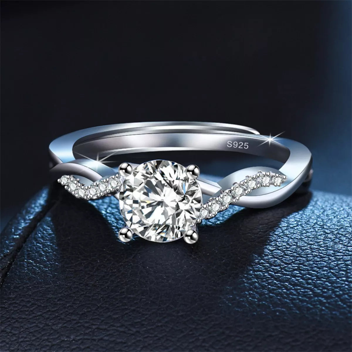 1 Carat Moissanite Sterling Silver Ring - alternate ring view