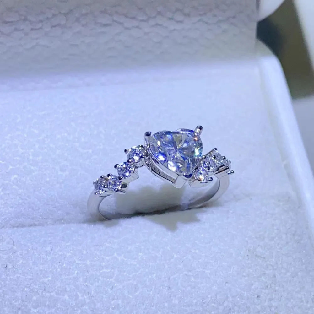 1 Carat Moissanite Sterling Silver Ring in Silver - women's ring