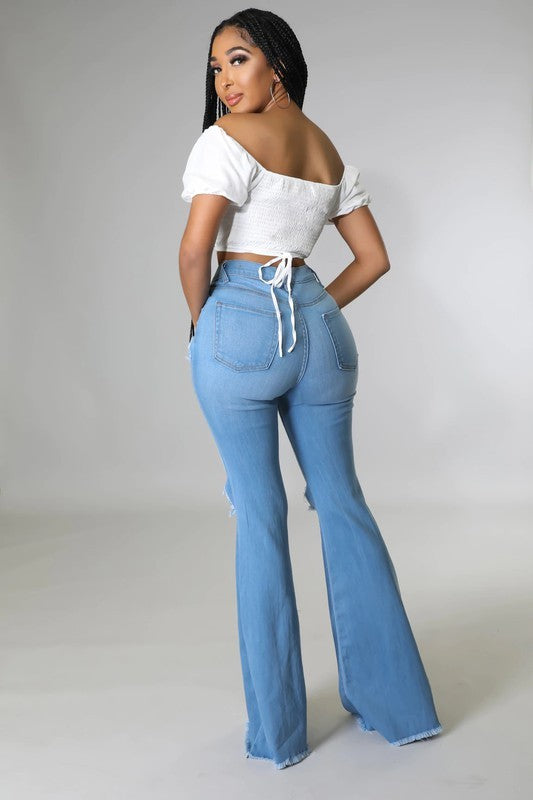 Knee Rip Flare Jeans