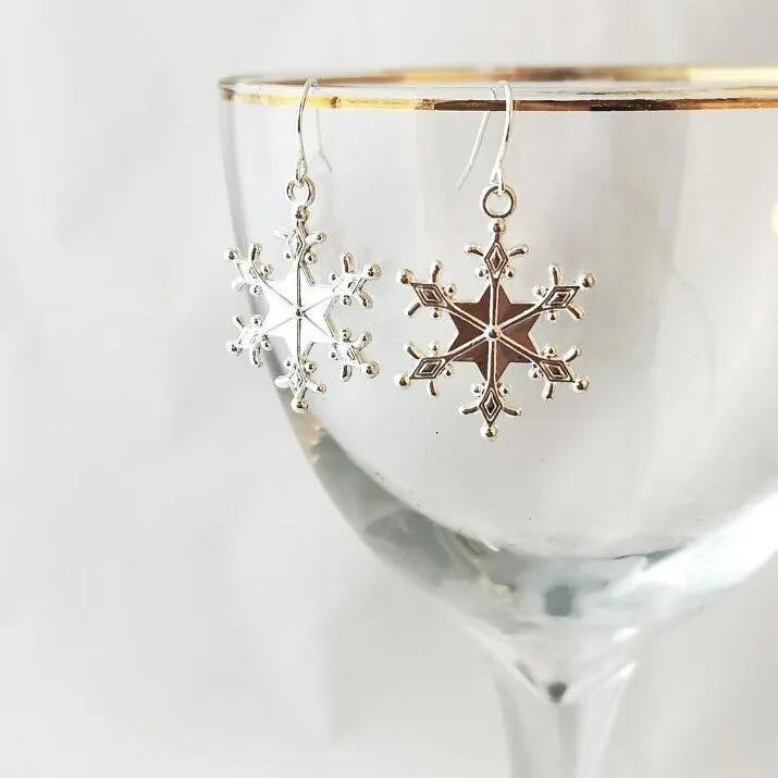 Silver-Plated Snowflakes Earrings in Silver - women's earrings
