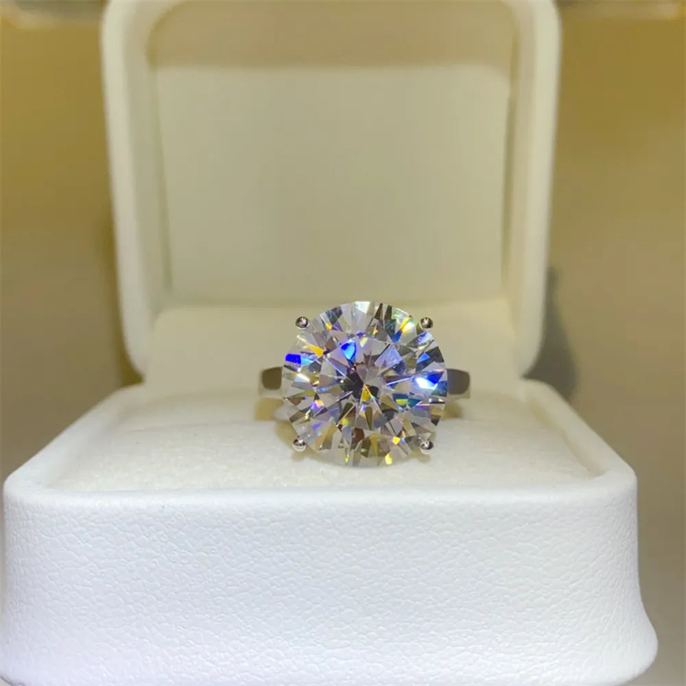 10 Carat Moissanite Sterling Silver Ring in Silver - women's ring