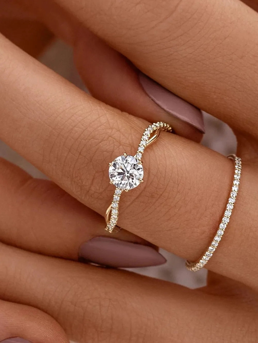 Sterling Silver Inlaid Zircon Ring - alternate ring view