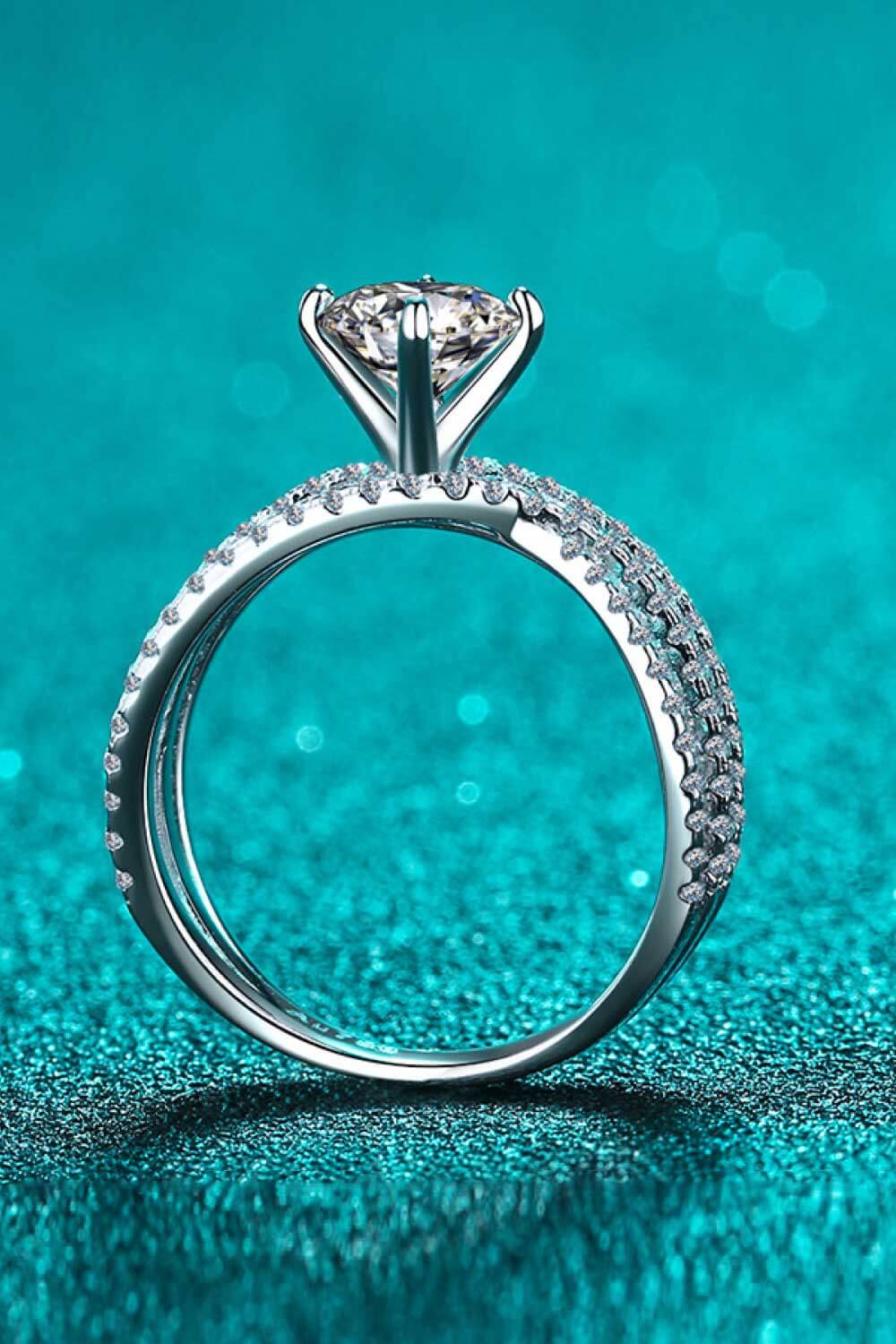 1 Carat Moissanite Crisscross Ring in Silver - women's ring