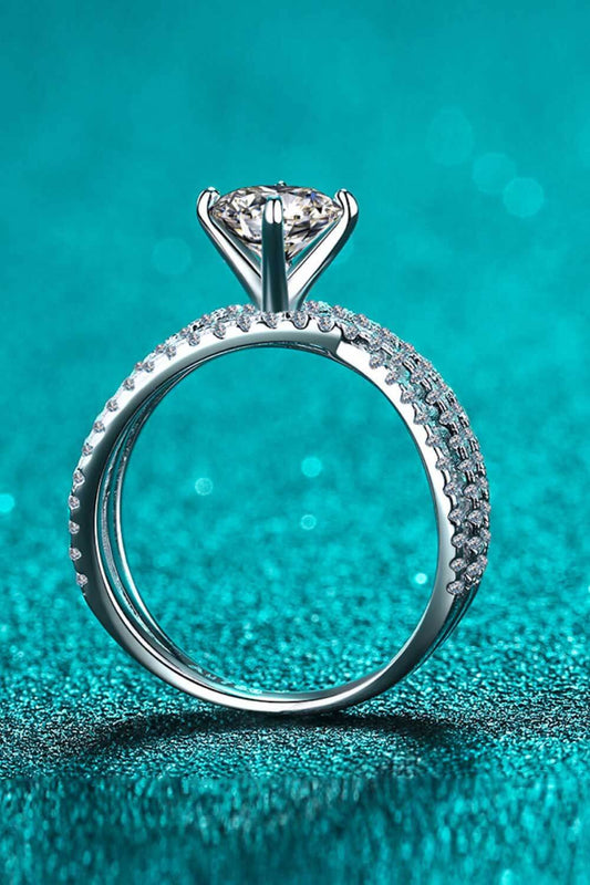 1 Carat Moissanite Crisscross Ring in Silver - women's ring