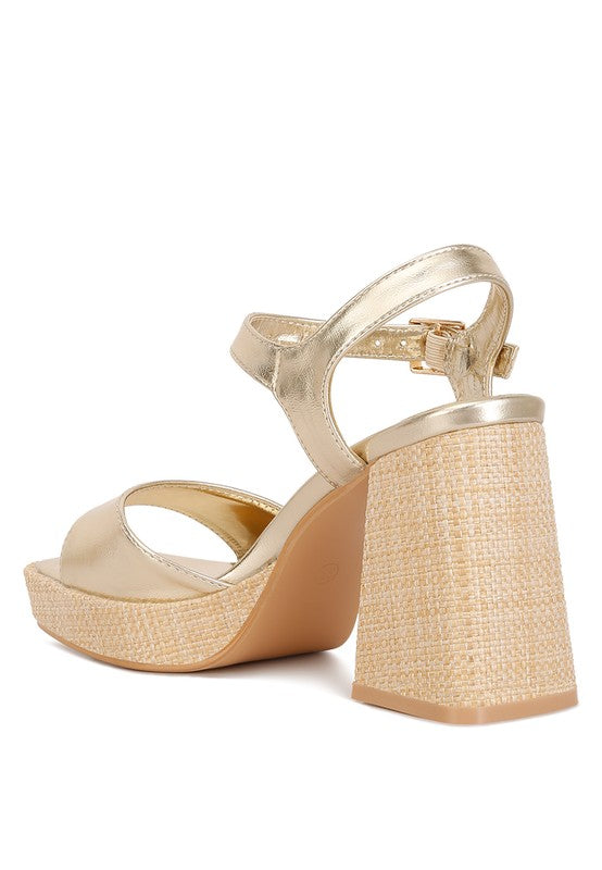 Metallic Ankle-Strap Platform Sandals