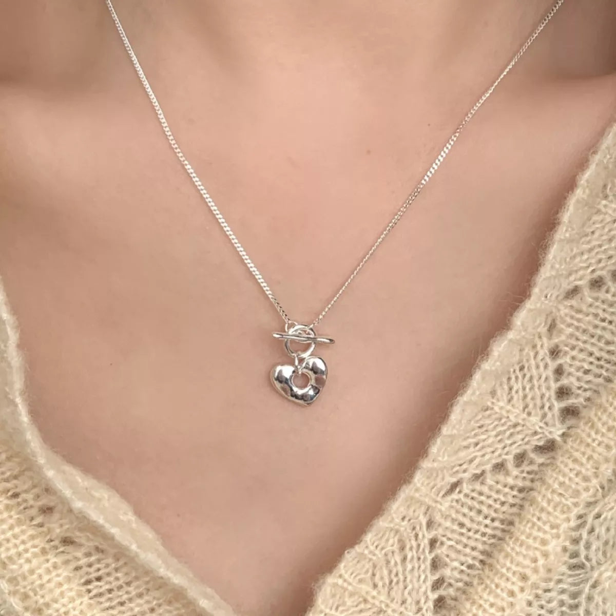 Sterling Silver Heart Necklace - alternate necklace view