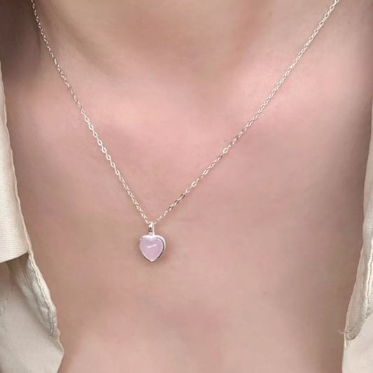 Sterling Silver Heart Pendant Necklace - alternate necklace view