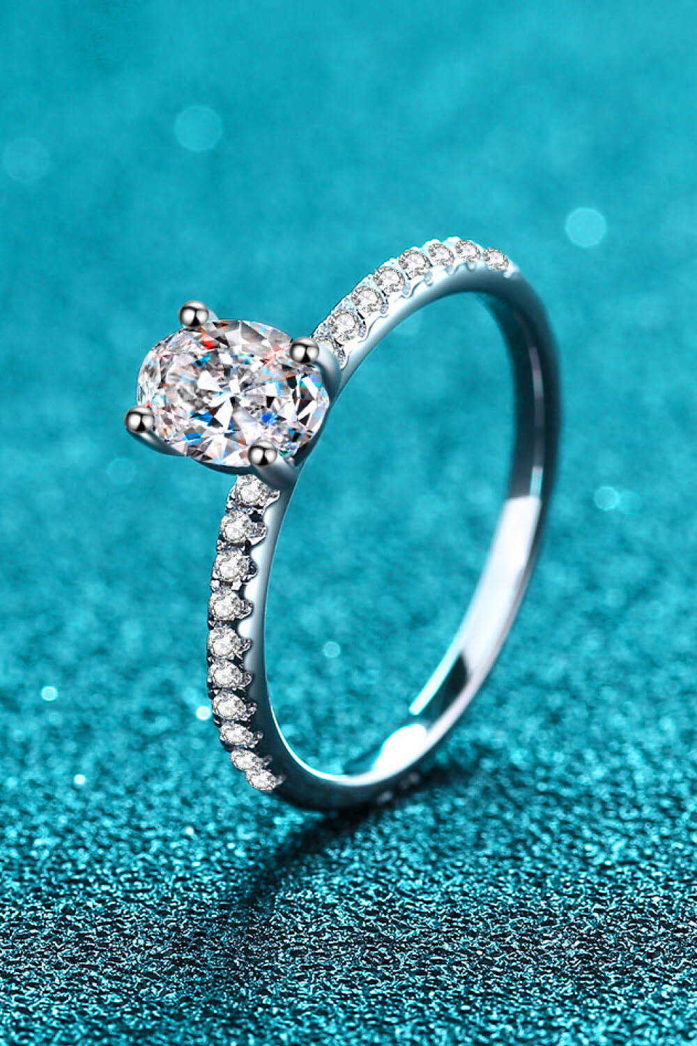 Sterling Silver Inlaid 1 Carat Moissanite Ring in Silver - women's ring
