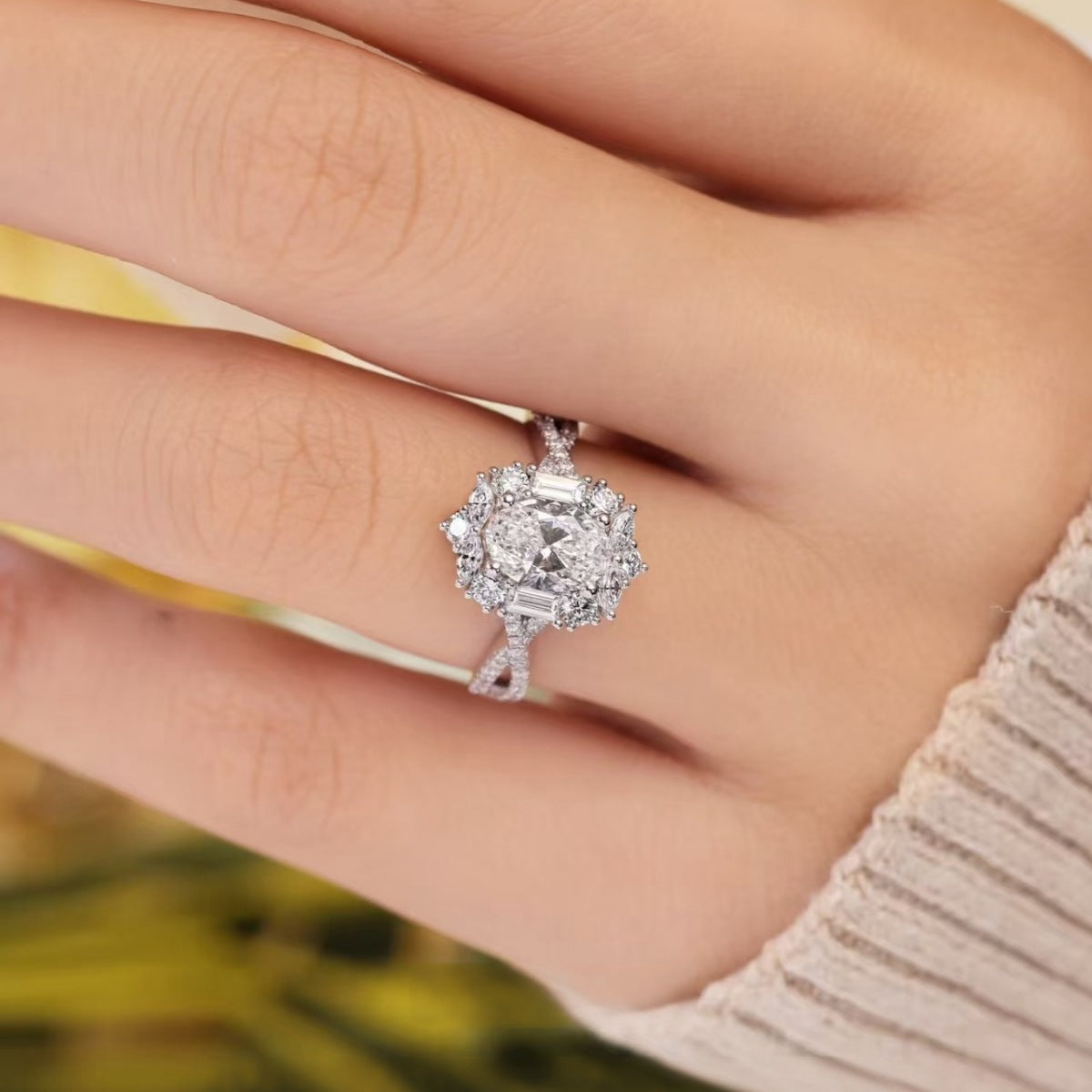 1 Carat Moissanite Sterling Silver Ring in Silver - women's ring