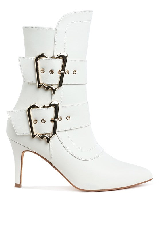 Chunky Buckle Strap Ankle Boots