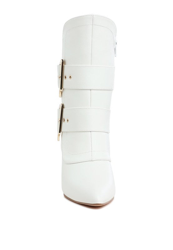 Chunky Buckle Strap Ankle Boots