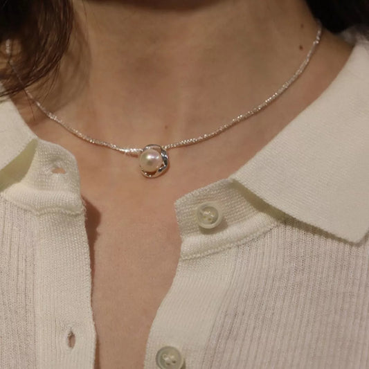 Pearl Pendant Necklace in Silver - women's pendant necklace