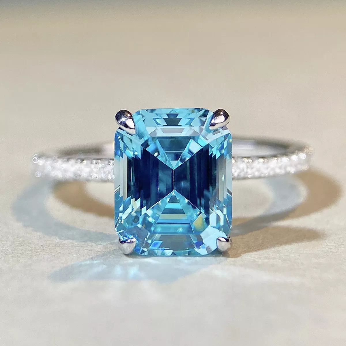 Sterling Silver Rectangle Ring - alternate ring view