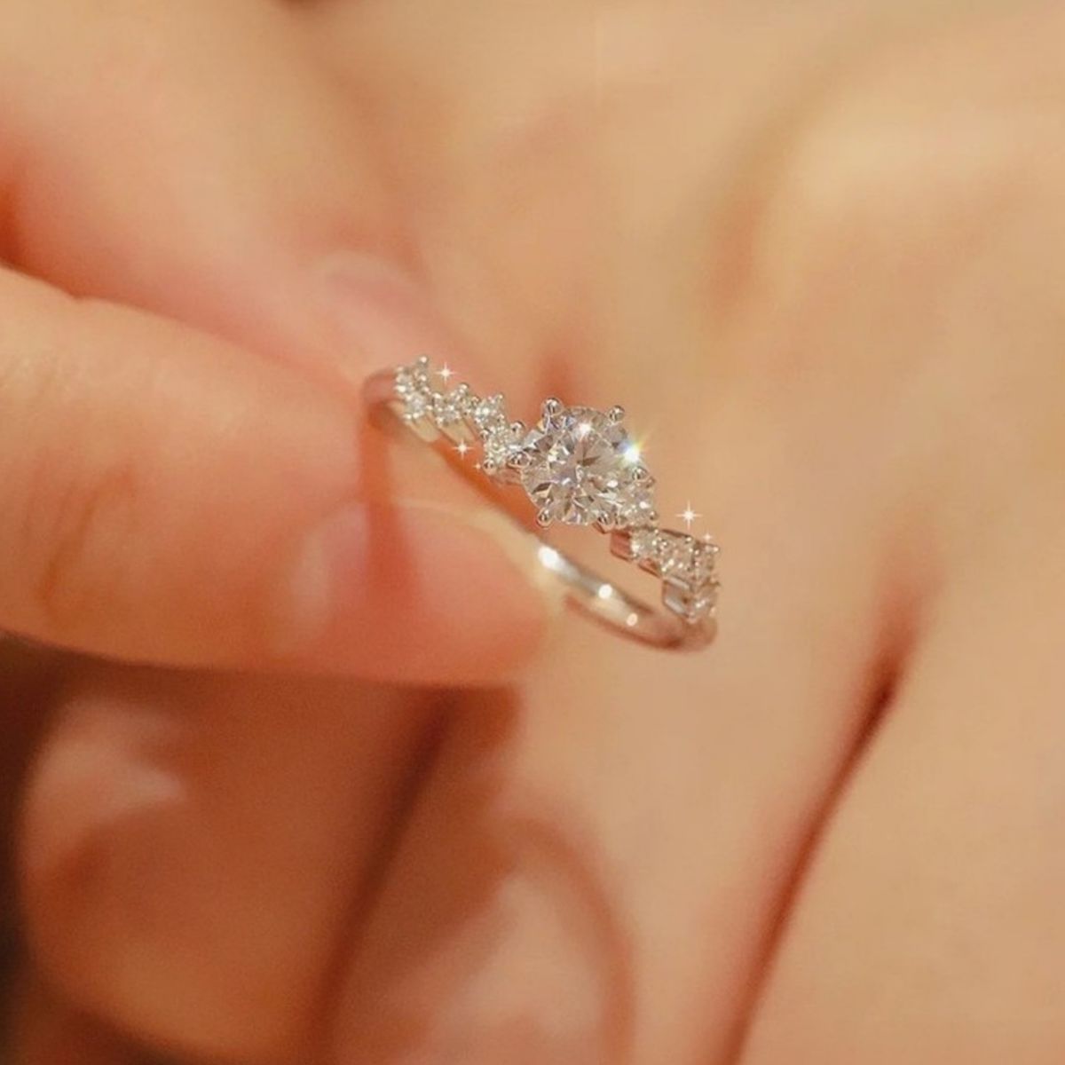 1 Carat Moissanite Sterling Silver Ring in Silver - women's ring