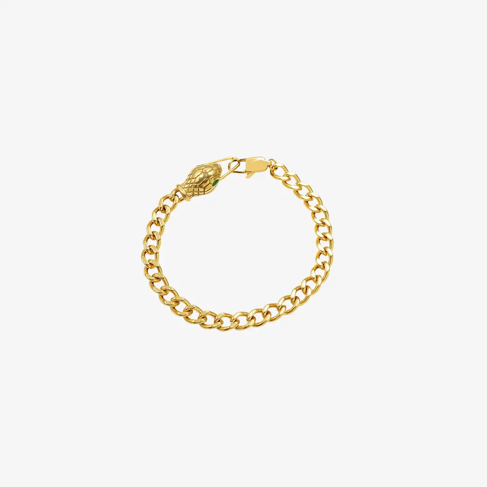 Snake Head Chain Titanium Steel Bracelet in Green/Silver - women's chain bracelet